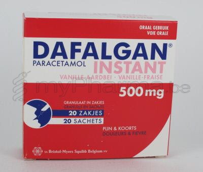 DAFALGAN INSTANT VANILLE AARDBEI 500 MG 20 ZAKJES (geneesmiddel)