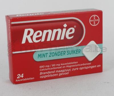 RENNIE MINT ZONDER SUIKER 24 KAUWTABL           (geneesmiddel)